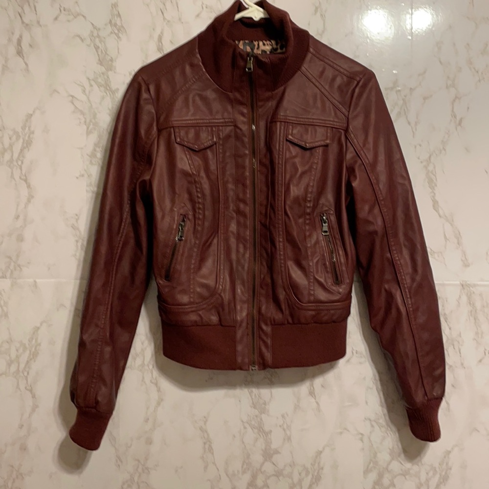 Maroon leather jacket